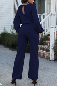 Thumbnail for Boat Neck Tie Belt Jumpsuit