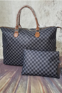 Thumbnail for Checkered Two-Piece Bag Set