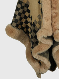Thumbnail for Checkered Faux Fur Trim Poncho