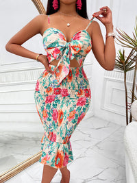 Thumbnail for Floral Sweetheart Neck Cutout Dress