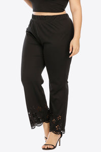 Thumbnail for Plus Size Openwork Elastic Waist Pants