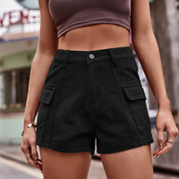Thumbnail for High-Waist Denim Shorts with Pockets