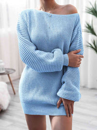 Thumbnail for Rib-Knit Mini Sweater Dress