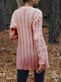 Thumbnail for Cable-Knit Button Down Cardigan