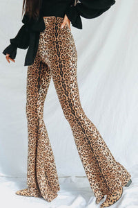 Thumbnail for Leopard Print Flare Leg Pants