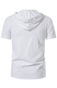 Thumbnail for Men's Solid Color Hooded Short Sleeve T-Shirt Top