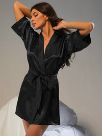 Thumbnail for Belted Half Sleeve Robe