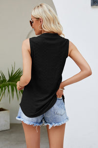 Thumbnail for Notched Neck Curved Hem Eyelet Tank