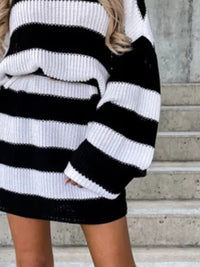 Thumbnail for Striped Turtleneck Sweater Dress
