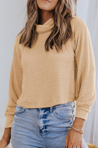 Thumbnail for Waffle-Knit High Neck Top