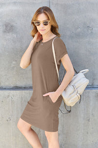 Thumbnail for Basic Bae Full Size Round Neck Short Sleeve Dress with Pockets