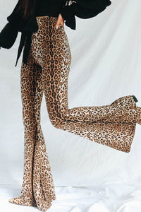 Thumbnail for Leopard Print Flare Leg Pants