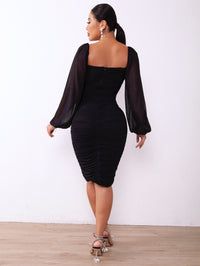 Thumbnail for Zip-Back Ruched Bodycon Dress