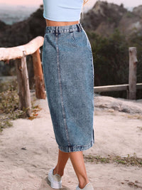 Thumbnail for Button Down Denim Skirt