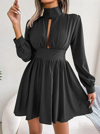 Thumbnail for Cutout Turtleneck A-Line Mini Dress