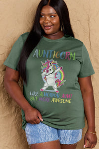 Thumbnail for Simply Love Full Size AUNTICORN LIKE A NORMAL AUNT BUT MORE AWESOME Graphic Cotton Tee
