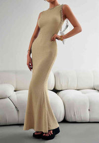 Thumbnail for Round Neck Sleeveless Maxi Fishtail Dress