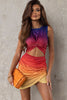 Floral Cutout Ruched Twist Front Dress