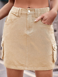 Thumbnail for Denim Mini Skirt with Pockets