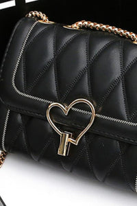 Thumbnail for Heart Buckle PU Leather Crossbody Bag