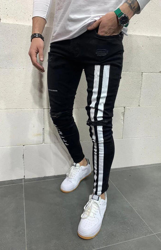 Men's Graphic Distressed Skinny Fit Jeans