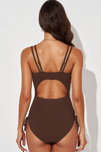 Thumbnail for Tied Cutout Plunge One-Piece Swimsuit