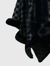 Thumbnail for Checkered Faux Fur Trim Poncho