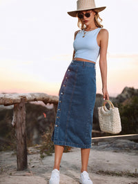 Thumbnail for Button Down Denim Skirt