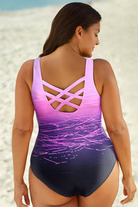 Thumbnail for Full Size Tie-Dye Crisscross Back One-Piece Swimsuit