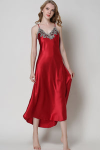 Thumbnail for Full Size Lace Trim V-Neck Spaghetti Strap Satin Night Dress