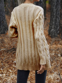 Thumbnail for Cable-Knit Button Down Cardigan