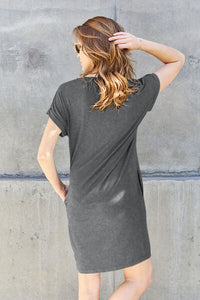 Thumbnail for Basic Bae Full Size Round Neck Short Sleeve Dress with Pockets