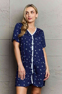 Thumbnail for MOON NITE Quilted Quivers Button Down Sleepwear Dress