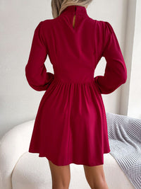 Thumbnail for Cutout Turtleneck A-Line Mini Dress