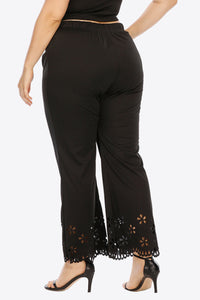 Thumbnail for Plus Size Openwork Elastic Waist Pants