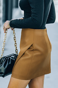 Thumbnail for Asymmetrical PU Leather Mini Skirt