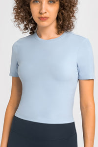 Thumbnail for Round Neck Short Sleeve Yoga Tee