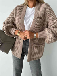 Thumbnail for Open Front Dropped Shoulder Cardigan
