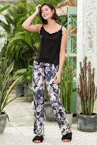 Thumbnail for Lace Trim Cami and Floral Pants Lounge Set