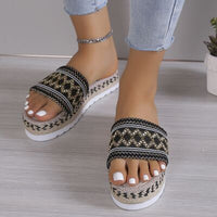 Thumbnail for Geometric Weave Platform Sandals