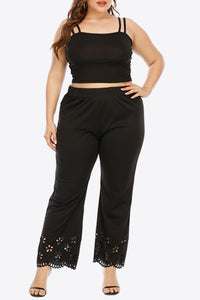 Thumbnail for Plus Size Openwork Elastic Waist Pants