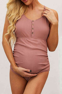 Thumbnail for Ribbed Spaghetti Strap One-Piece Maternity Swimsuit