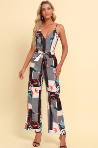 Thumbnail for Printed Spaghetti Strap Tied Jumpsuit