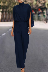 Thumbnail for Tie Back Mock Neck Split Sleeve Jumpsuit