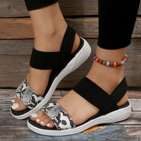 Thumbnail for PU Leather Open Toe Low Heel Sandals