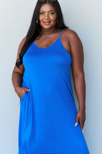 Thumbnail for Ninexis Good Energy Full Size Cami Side Slit Maxi Dress in Royal Blue