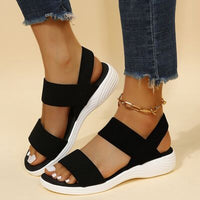 Thumbnail for Rubber Open Toe Low Heel Sandals