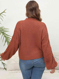 Thumbnail for Plus Size Mock Neck Cable Knit Long Sleeve Sweater
