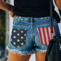 Thumbnail for US Flag Distressed Denim Shorts
