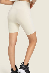 Thumbnail for Seamless High-Rise Wide Waistband Biker Shorts